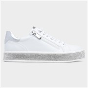 Marco Tozzi Womens White Diamante Vegan Shoe (Click For Details)