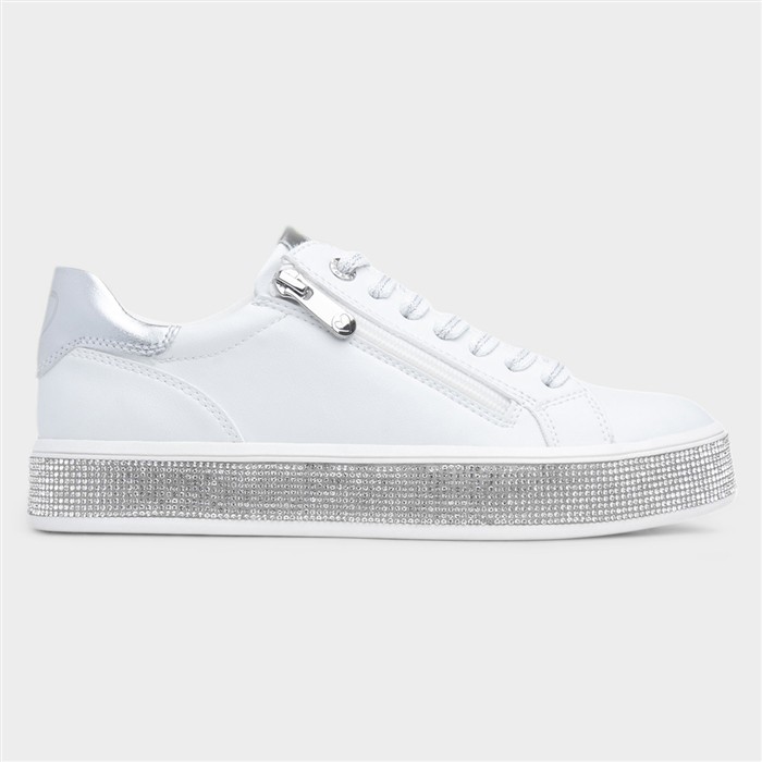 Marco Tozzi Women's White Diamante Vegan Shoe Size 37