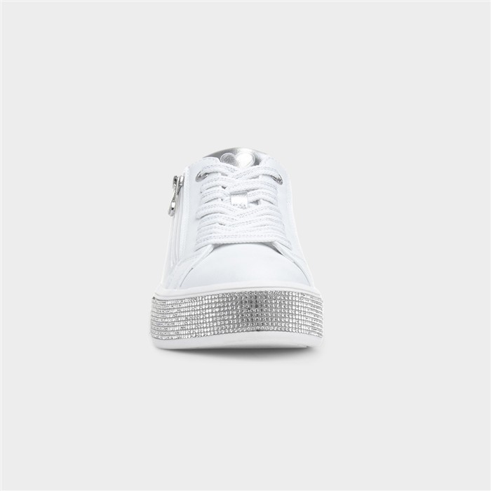 Womens White Diamante Vegan Shoe