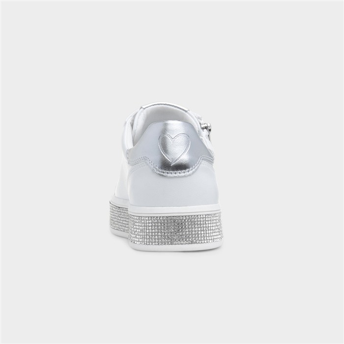 Womens White Diamante Vegan Shoe