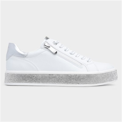 Womens White Diamante Vegan Shoe