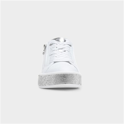 Womens White Diamante Vegan Shoe