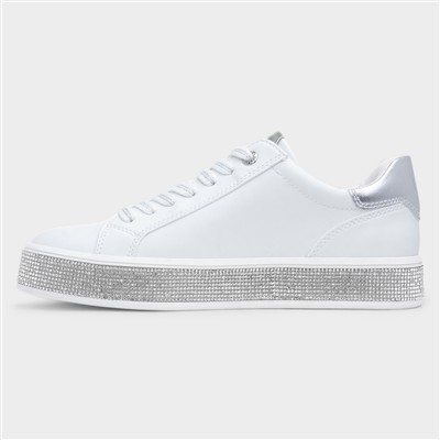 Womens White Diamante Vegan Shoe
