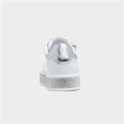 Womens White Diamante Vegan Shoe