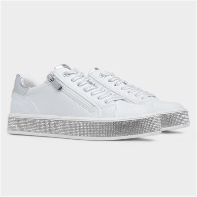 Womens White Diamante Vegan Shoe