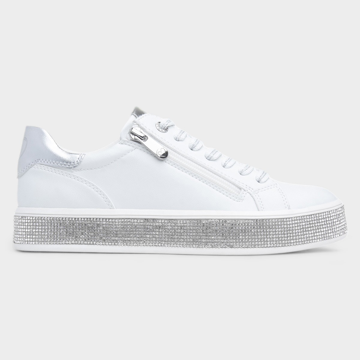 Womens White Diamante Vegan Shoe