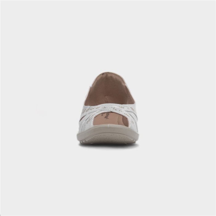 Kate Womens White Open Toe Wedge Shoe