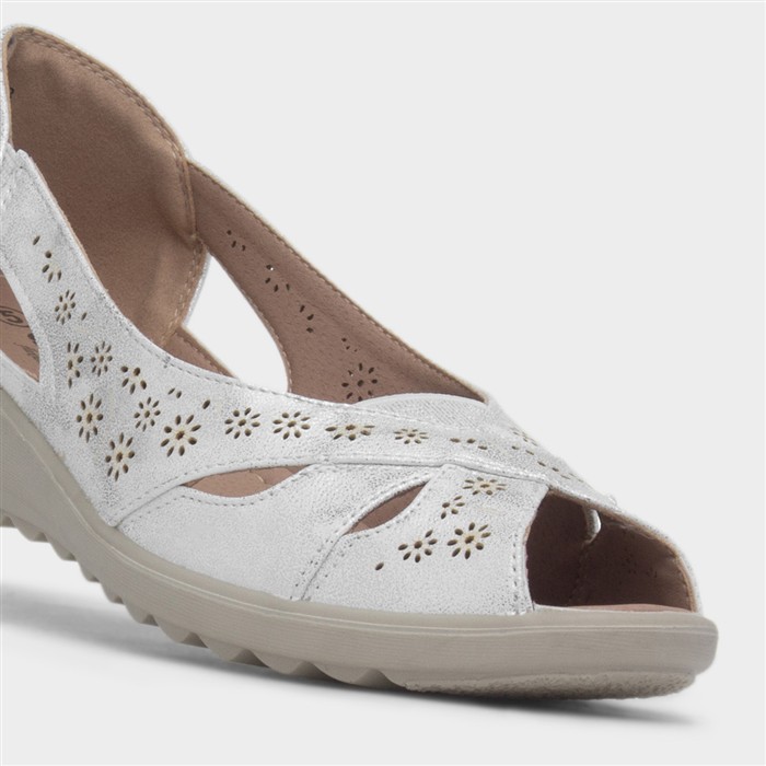 Kate Womens White Open Toe Wedge Shoe