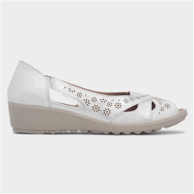 Kate Womens White Open Toe Wedge Shoe