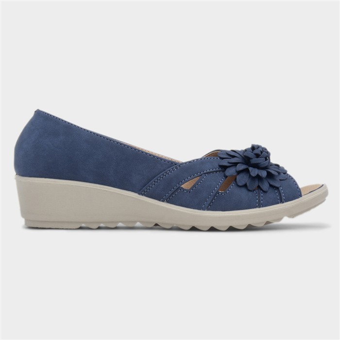 Mollie Womens Navy Wedge Shoe