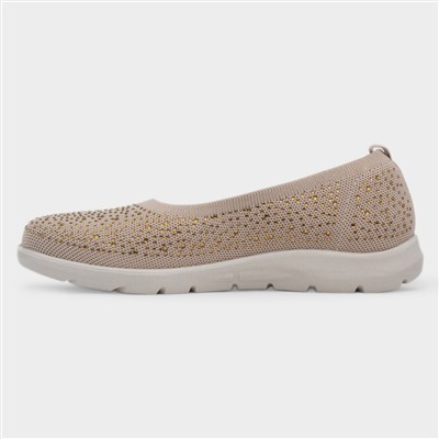 Maisie Womens Beige Diamante Shoe