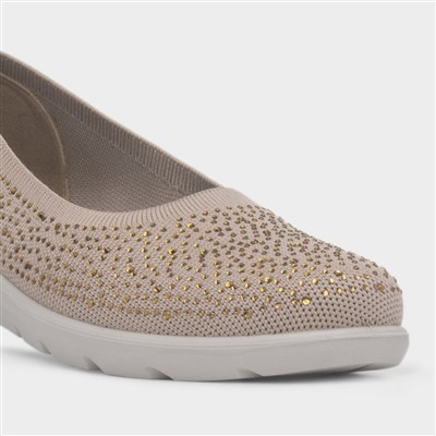 Maisie Womens Beige Diamante Shoe