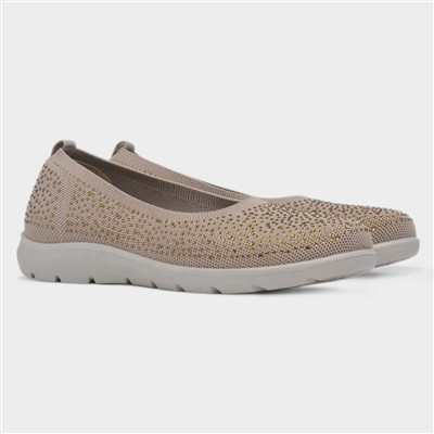 Maisie Womens Beige Diamante Shoe