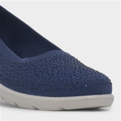 Maisie Womens Navy Diamante Shoe