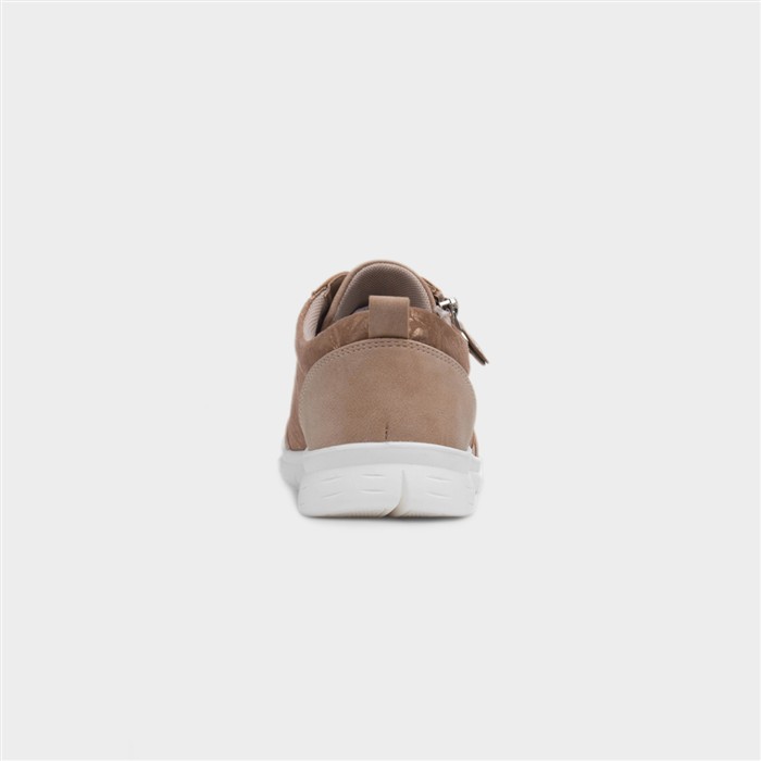 Teri Womens Beige Zip Lace Up Shoe