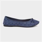 Lilley Womens Navy Lace Slip On Ballerina (Click For Details)