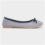 Lilley Womens Navy & White Striped Ballerina Shoe (Click For Details)
