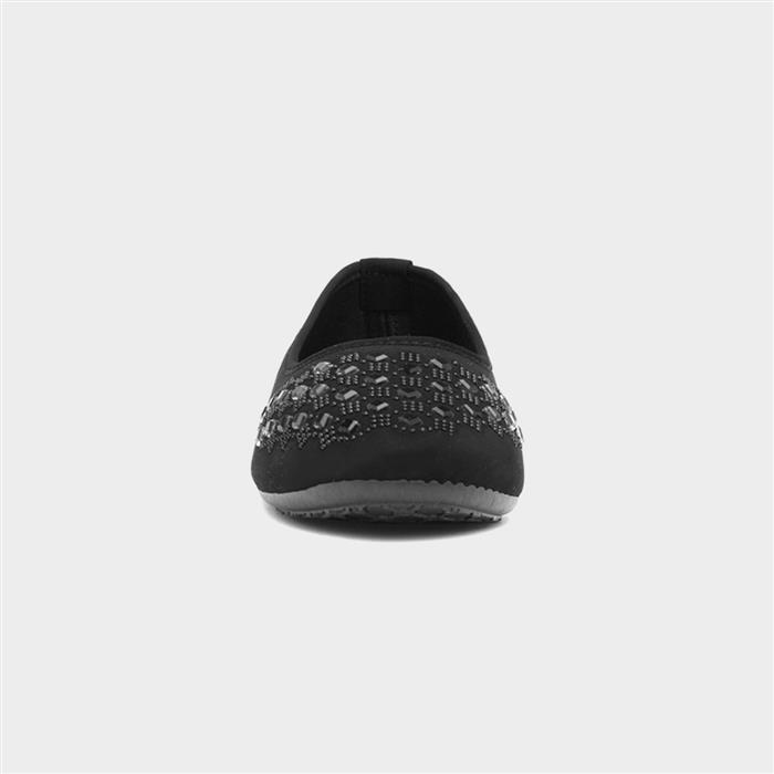 Womens Black Diamante Ballerina Shoes