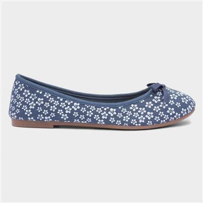 Womens Navy Floral Ballerina