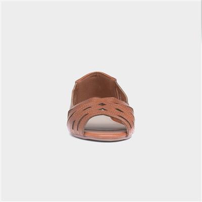 Renee Womens Tan Open Toe Ballerina