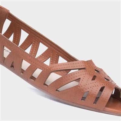 Renee Womens Tan Open Toe Ballerina
