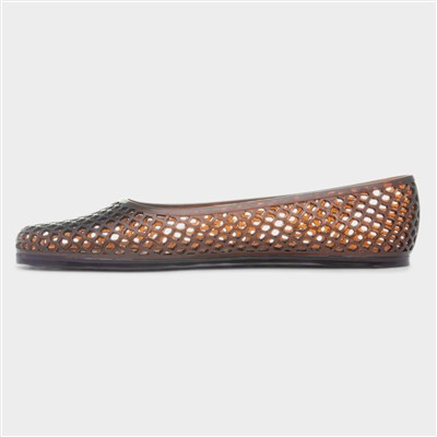 Womens Brown Jelly Cut Out Ballerina Shoe