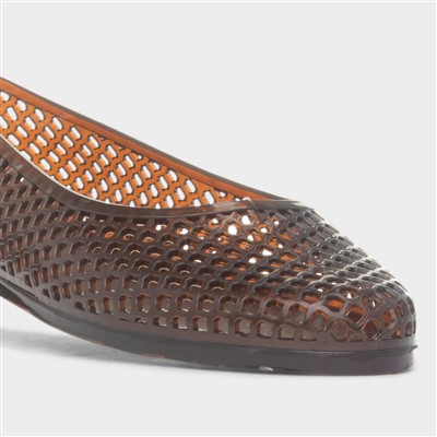 Womens Brown Jelly Cut Out Ballerina Shoe
