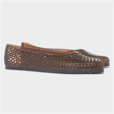 Womens Brown Jelly Cut Out Ballerina Shoe