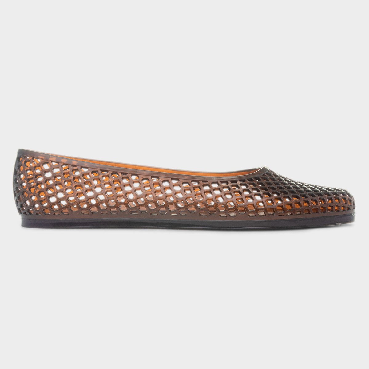 Womens Brown Jelly Cut Out Ballerina Shoe