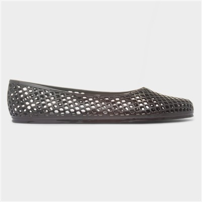 Womens Dark Brown Jelly Ballerina Shoe