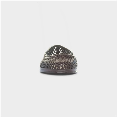 Womens Dark Brown Jelly Ballerina Shoe