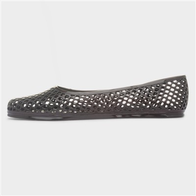 Womens Dark Brown Jelly Ballerina Shoe