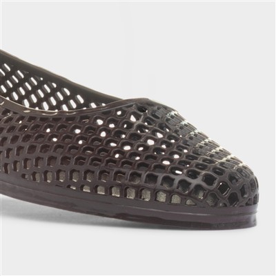Womens Dark Brown Jelly Ballerina Shoe