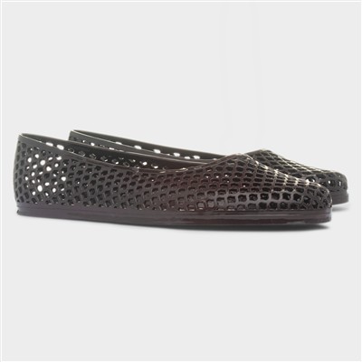 Womens Dark Brown Jelly Ballerina Shoe