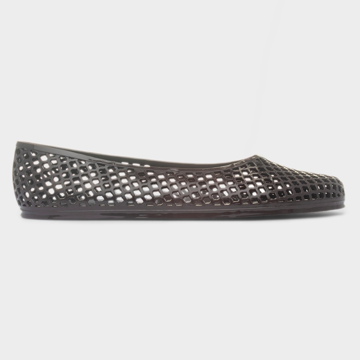 Womens Dark Brown Jelly Ballerina Shoe