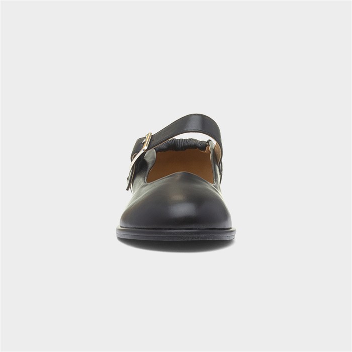 Liza Womens Black Buckle Flat Ballerina Shoe