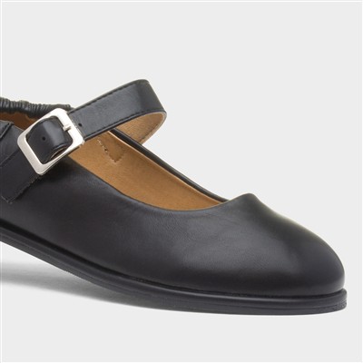 Liza Womens Black Buckle Ballerina Shoe