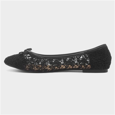 Womens Black Lace Ballerina