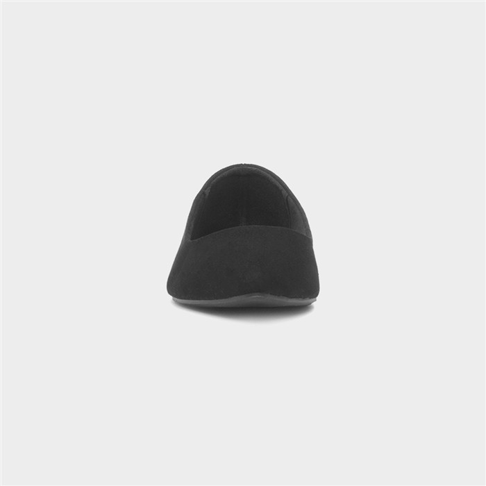 Womens Black Pointed Toe Slip On Ballerina