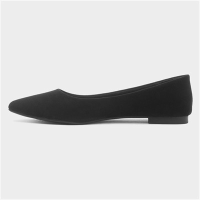 Womens Black Pointed Toe Slip On Ballerina