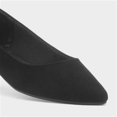 Womens Black Pointed Toe Slip On Ballerina