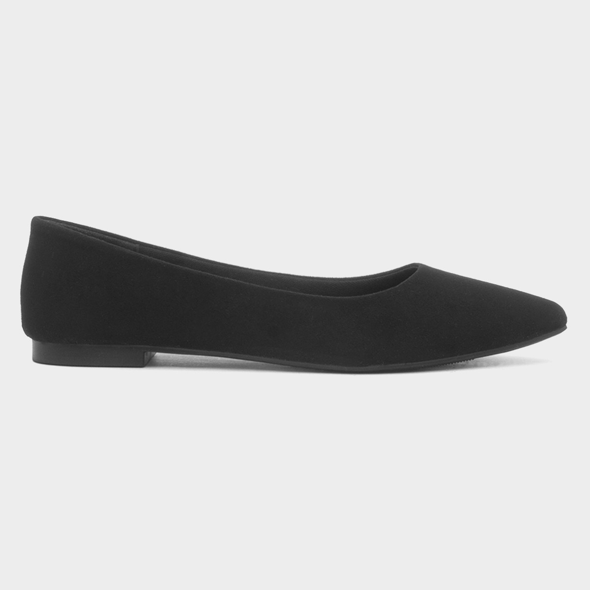 Womens Black Pointed Toe Slip On Ballerina