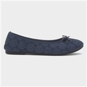 Lilley Womens Blue Lace Slip On Ballerina Shoe (Click For Details)