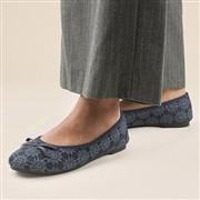 Lilley Womens Blue Lace Slip On Ballerina Shoe (Click For Details)