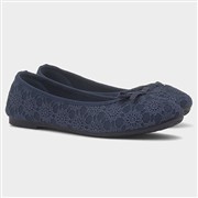 Lilley Womens Blue Lace Slip On Ballerina Shoe (Click For Details)
