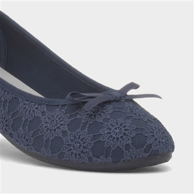Womens Blue Lace Slip On Ballerina Shoe