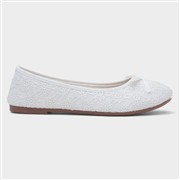 Lilley Womens White Lace Slip On Ballerina Shoe (Click For Details)