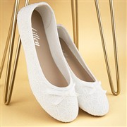 Lilley Womens White Lace Slip On Ballerina Shoe (Click For Details)