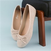 Lilley Womens Beige Bow Ballerina Slip On Shoe (Click For Details)