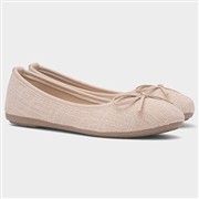 Lilley Womens Beige Bow Ballerina Slip On Shoe (Click For Details)